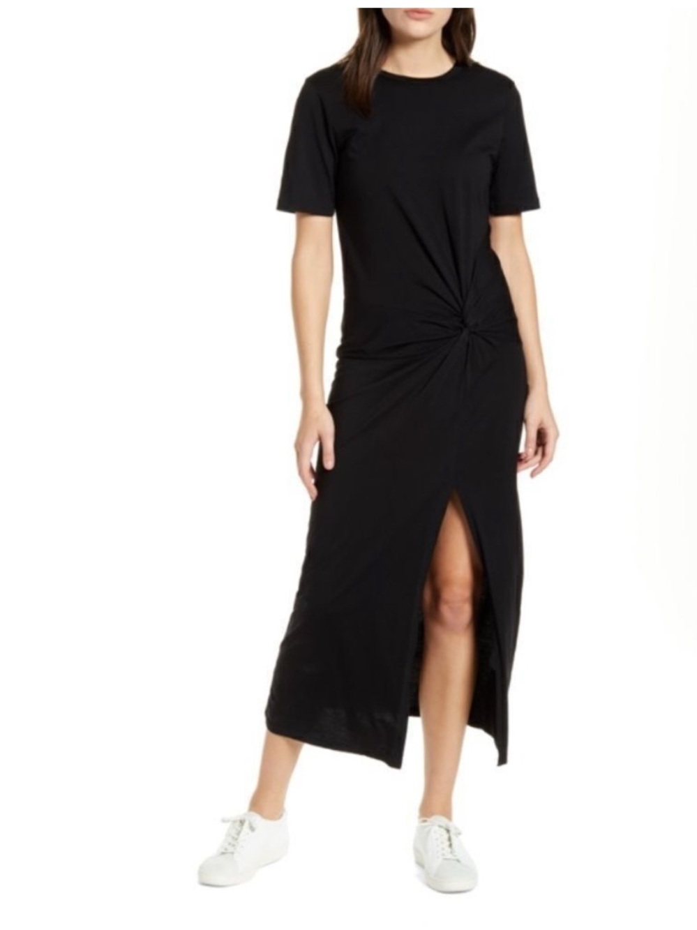 Stateside Twist T-Shirt Maxi Dress M Black 100% Supima Cotton Made USA